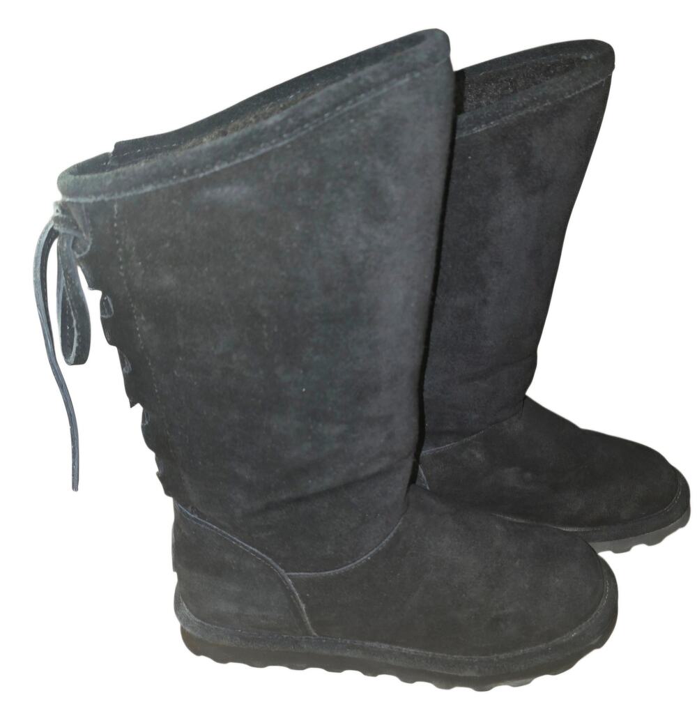 Bearpaw Lace Up Black Winter Boots Womens Size 7